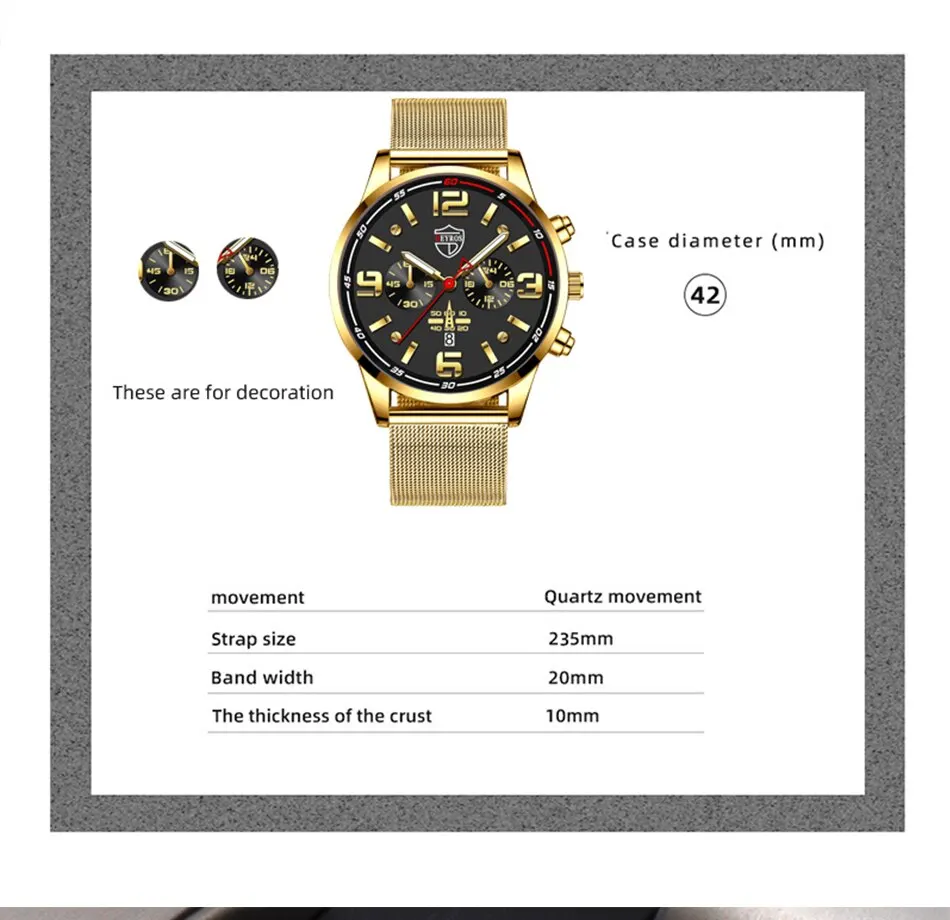 S96c9acff60894c6d941a6d5ba417b280X 2PCS Fashion Mens Business Sports Watches Male Casual Stainless Steel Mesh Belt Quartz Watch Men Necklace Wrist Watch Mallzona