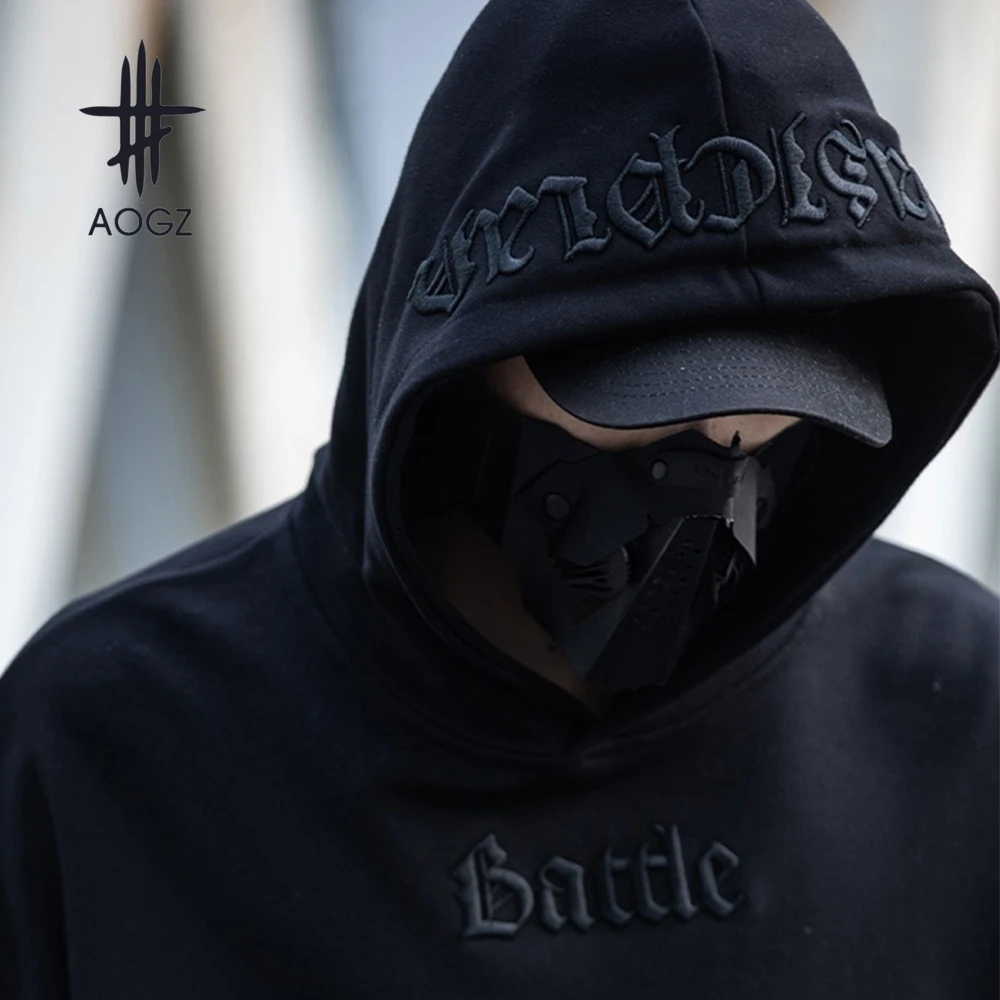 

AOGZ Spring Hoodies Sweatshirts Men Loose Casual Hip Hop Letter Embroidery Hooded Pullover Tops Techwear Hoodie Streetwear Tops
