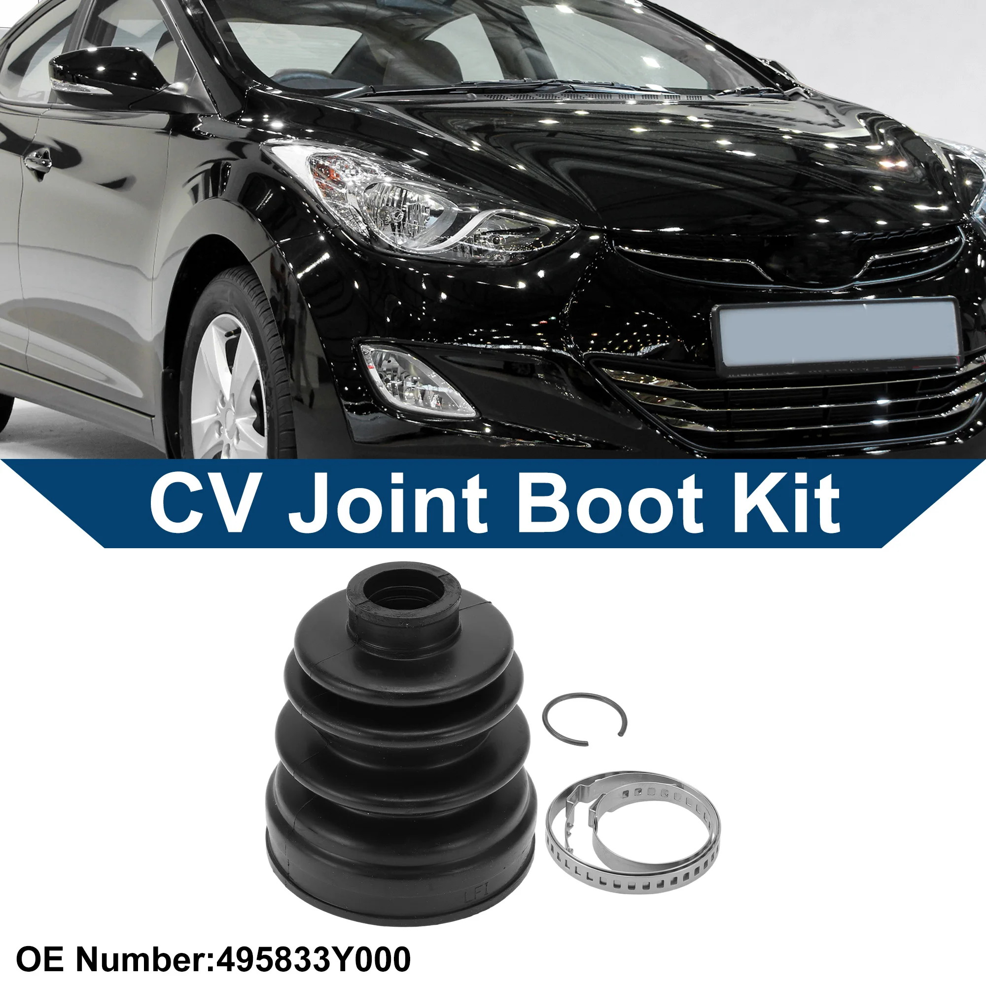 X Autohaux No.495833Y000 Inner CV Joint Boot Kit w/ Clamps for Hyundai Elantra 2011- for Hyundai Elantra Coupe 2013-2014