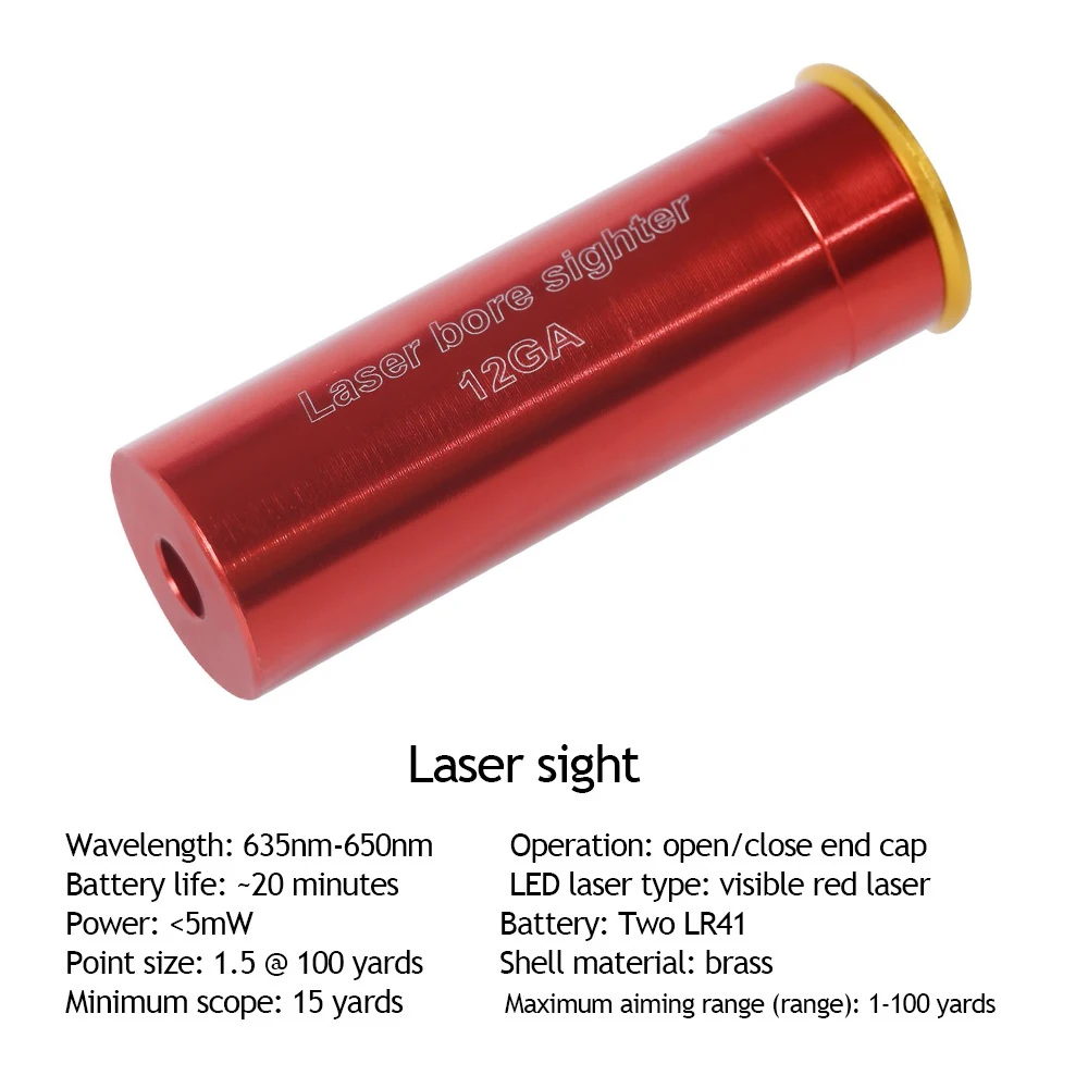 Laser Bore Sight Red Dot Laser Bore Sight 12GA .223/5.56/.308/7.62/.30-06 Cartridge Boresight Brass Laser Bore Sighter Tactical Gun Accessories