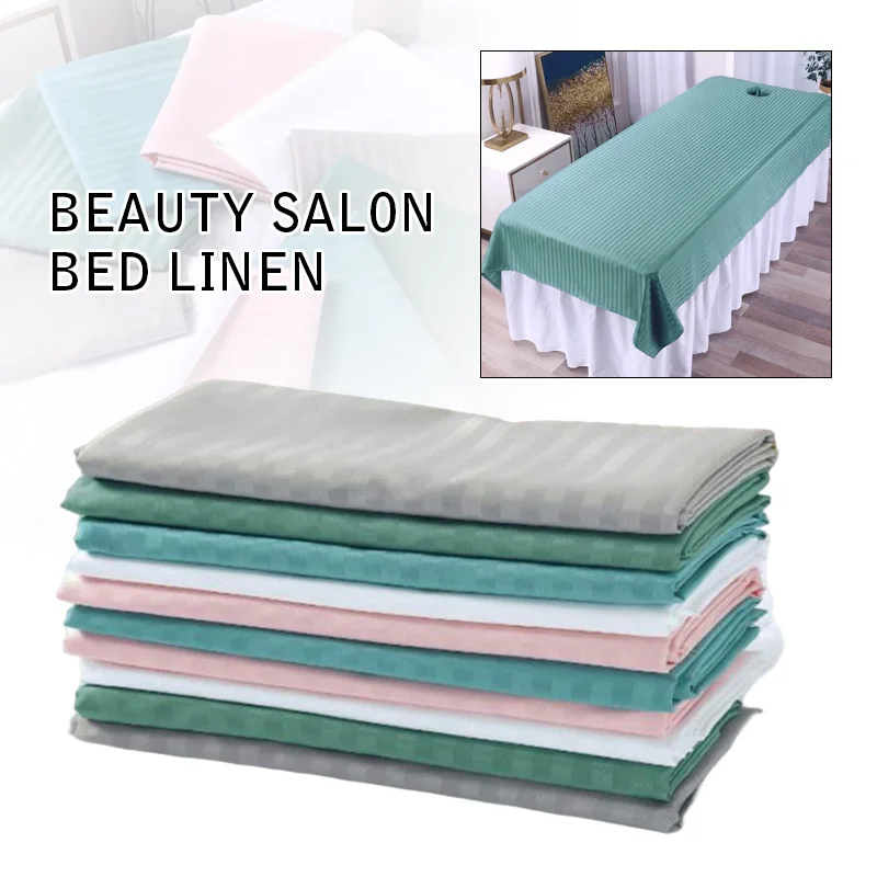 Beauty Salon Spa Bed Sheet Massage Treatment Bedspread Solid Color Cotton Soft Comfort Breathable Club Spa Bed Cover With Hole  3