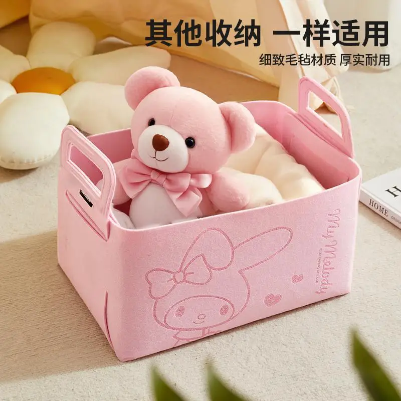 Sanrio Felt Storage Box Snack Grocery Basket Kuromi Fabric Foldable Toy Cartoon Storage Basket Cinnamoroll Sorting Storage Box 2