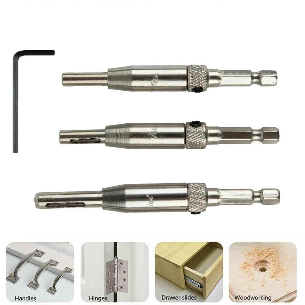 

3pcs Automatic Center Drill Bit Set Self Centering Hinge Tapper Core Pilot Hole Puncher Woodworking Replacement For Cabinet-Door