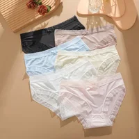 3 pièces/ensemble culottes sans couture glace soie dentelle Perspective slips Ultra mince sous-vêtements respirants Cool été femme Sexy Lingerie 2
