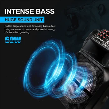 9000W Portable Bluetooth Speaker 15” Subwoofer Heavy Bass Party System AUX & Mic Led Light Loud High Quality karaoke Speaker 3