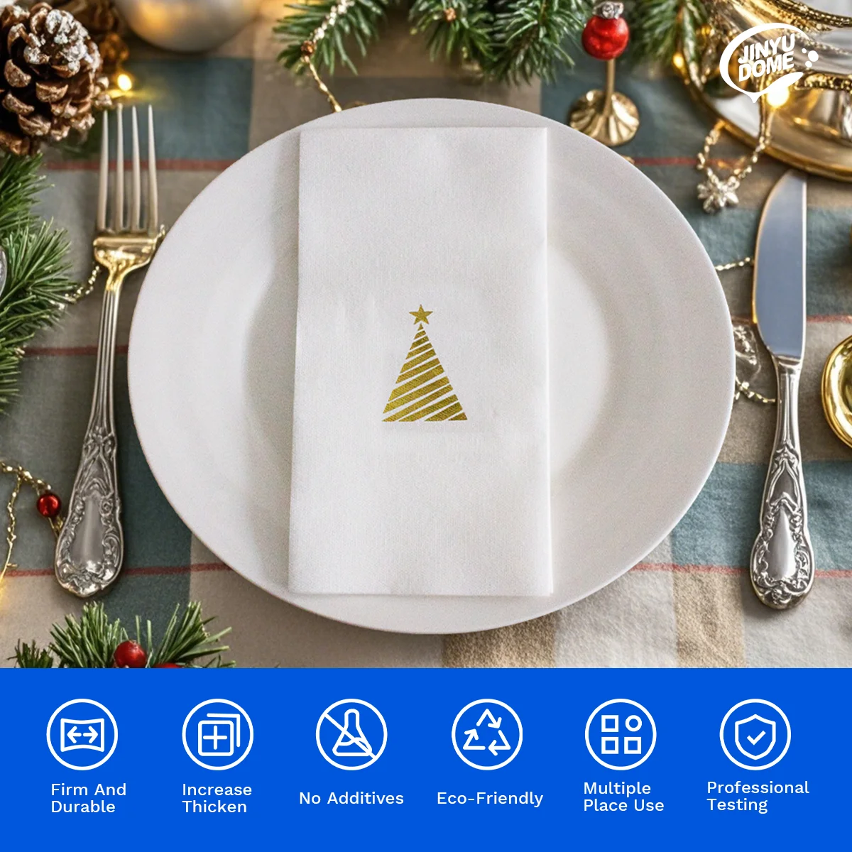 JINYUDOME 50Pcs Disposable Linen-Feel Dinner Napkins 30*43cm Twill Napkins Prefolded Paper Napkins Pad Home Christmas Party