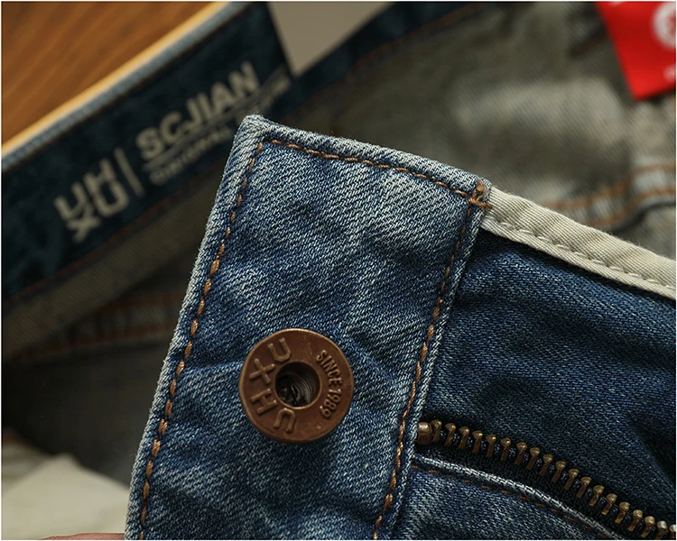Motorcycle Style Stretch Retro Comfortable Pants for Men Trendy Slim Fit Washed High Quality Denim Jeans Autumn Spring Fashion 6