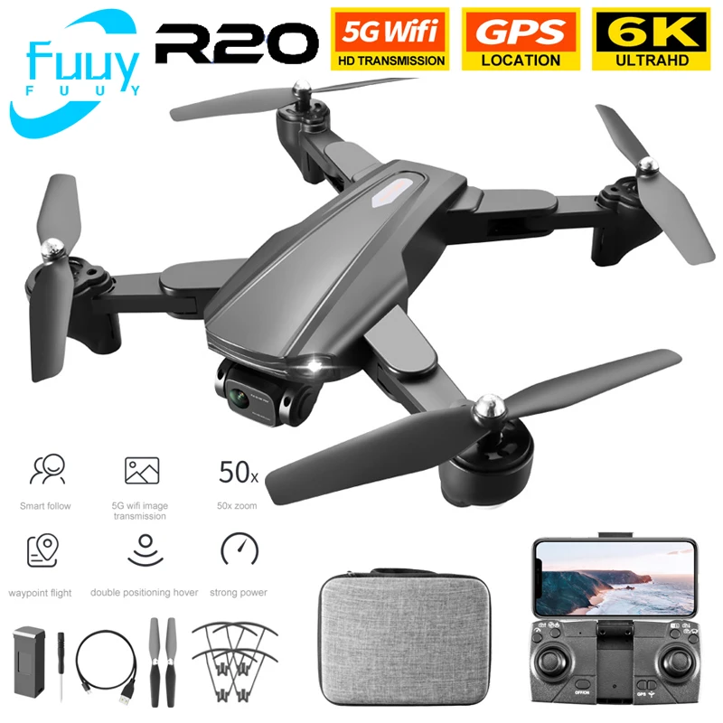 New R20 Drone 6k Professional High Definition Camera Gps 5g Aerial