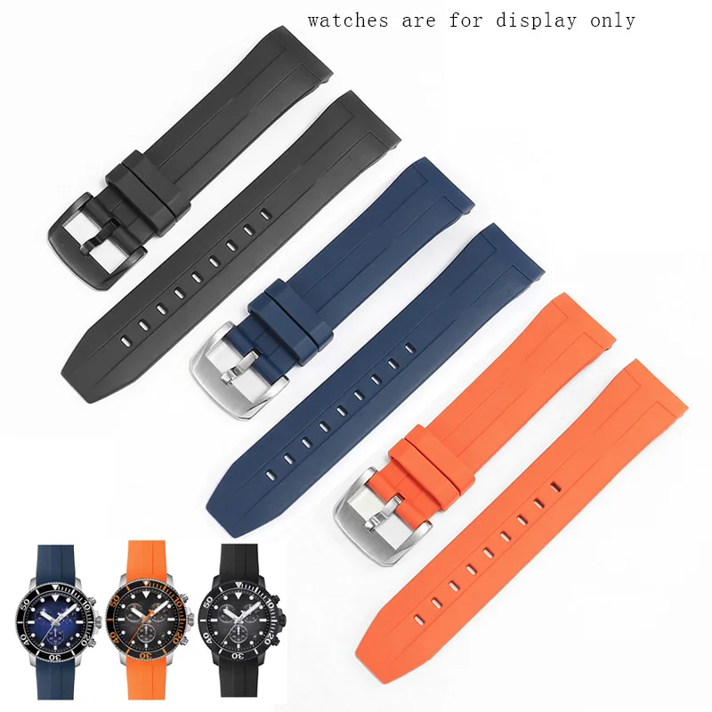 

Silicone Rubber Watchband 22mm Arc Interface Strap Suitable For Tissot Men's Watch Accessories Black Orange Wristband
