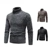 Men's Fleece Lined Thickened High Collar Knitted Sweater Long Sleeve Autumn Winter Warm Base Layer Fashionable Crew Neck Pullove