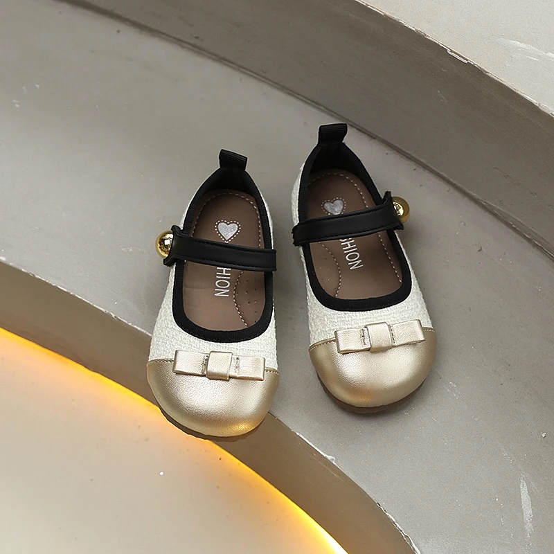 Spring Autumn Trend Girls Causal Princess Shoes Sweet Bowknot Kids Leather Shoes Fashion Children Wedding Party Flat Shoes New