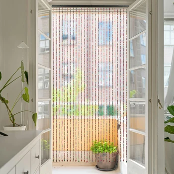 Bamboo Wood Beaded Curtain Wear Resistance Doorway Bead String Curtain Easy To Store for Wall Decoration/Room Divider 2
