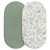 Feuilles de couffin en mousseline 32x17, 1/2 pièces, pour bébé fille et garçon, douces et respirantes, adaptées au berceau ovale, panier Moses 2