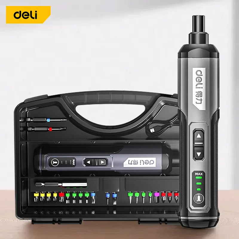 Deli 4V Mini Elektrikli Tornavida Seti Taşınabilir LED Kiti Akıllı Akülü Elektrikli Tornavidalar USB Şarj Edilebilir El Matkap Aletleri
