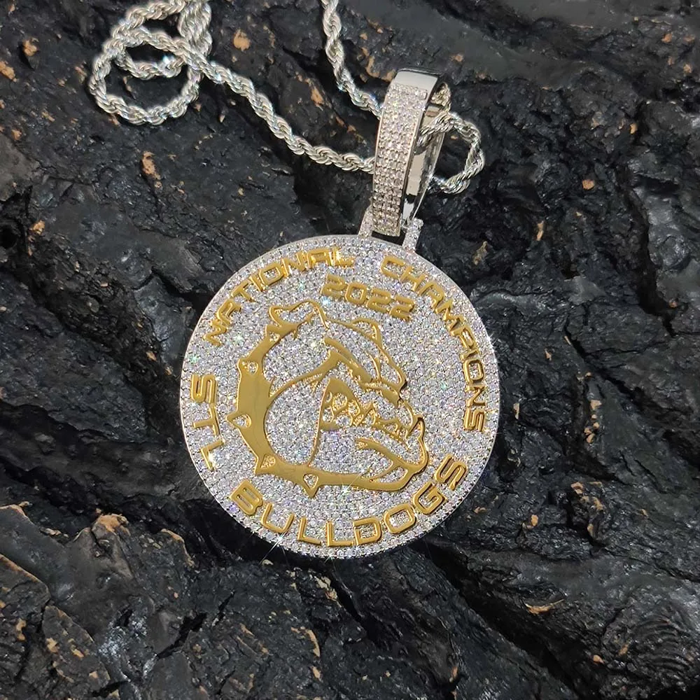 50MM Iced Out Style Personality Hip Hop Customized 18k Gold Plating Shine Diamond Luxury Men's Big Pendant With Tennis Necklace