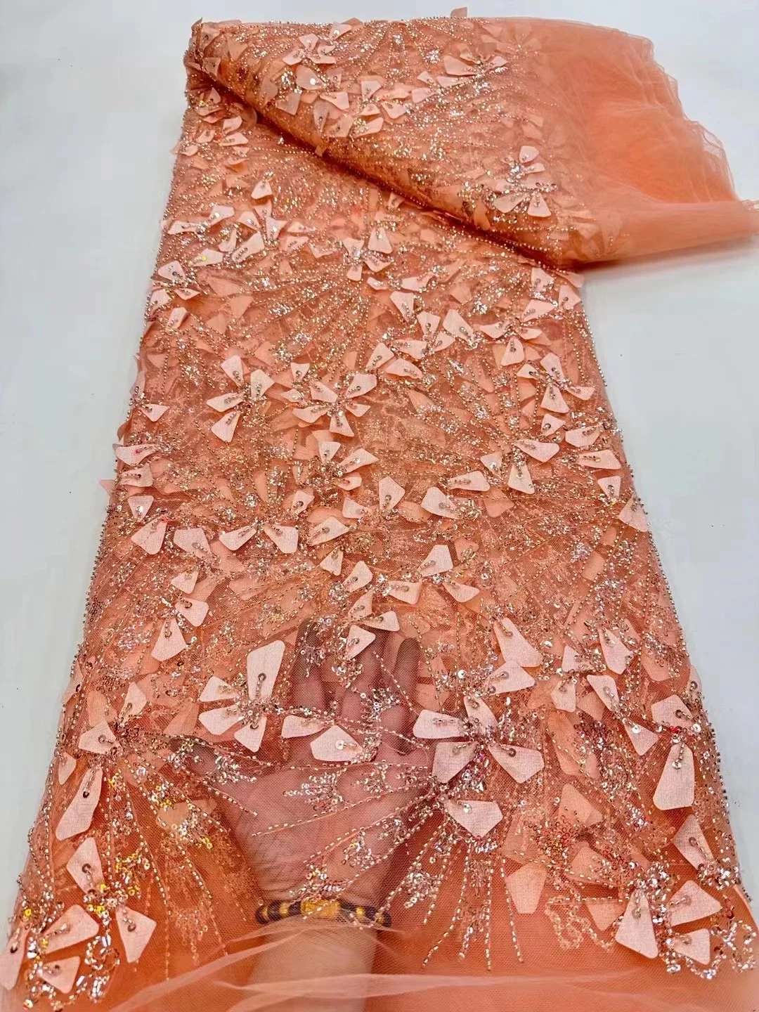 

African French Sequins Net Lace Fabric 2023 High Quality Tulle Mesh Lace Bridal For Nigerian Wedding Party Dress Women Sewing