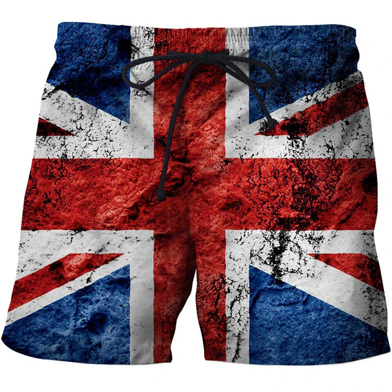 

USA UK National Flag Graphic Men Board Shorts 3D Printed Short Pants Casual Hawaii Surf Swim Trunks Bikini Sunny Beach Swimsuit