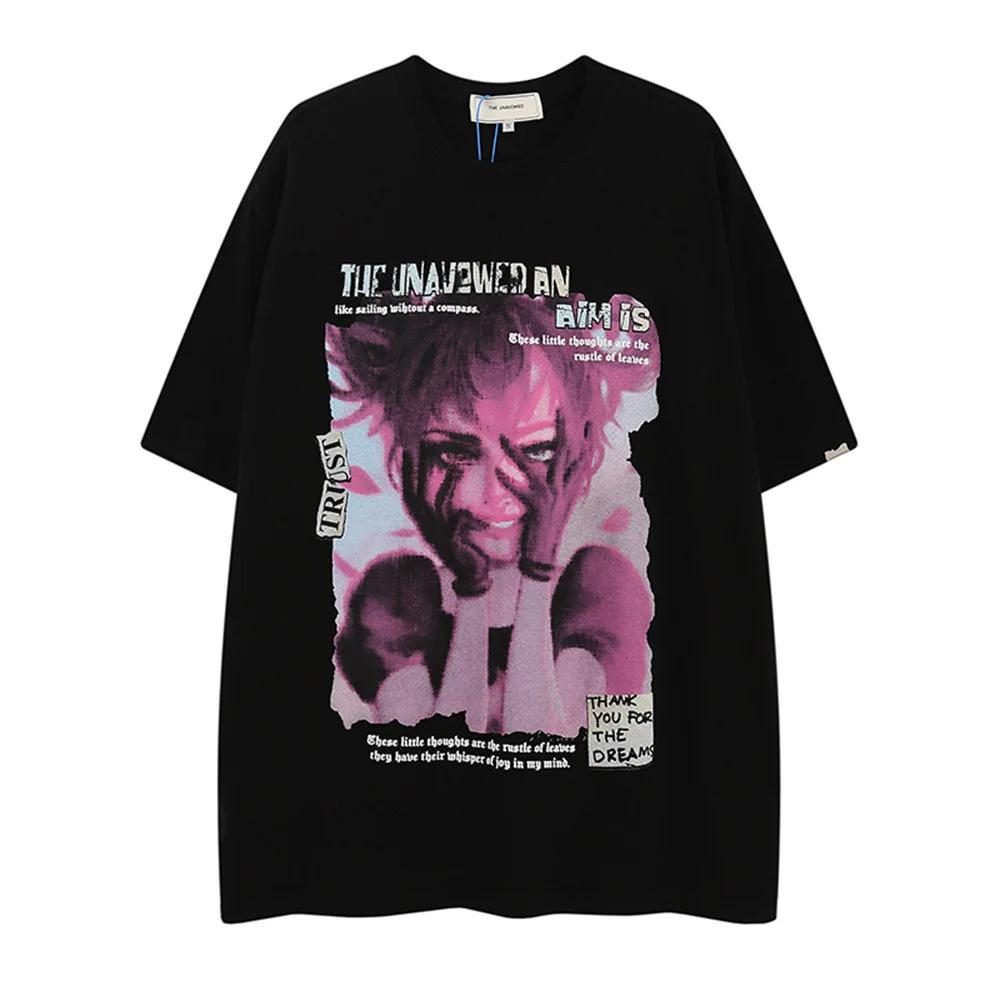 

Harajuku Hip Hop Tees Shirt Men Anime Faceted Girl Graphic Tshirt Summer Streetwear Gothic Cotton Tops Punk Short Sleeve T-Shirt