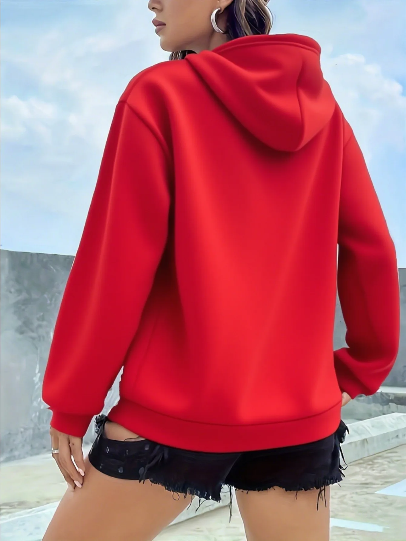 Women's Autumn and Winter Loose Casual Comfortable Letter Printed Thick Long-Sleeved Round Neck Hoodie Pullover