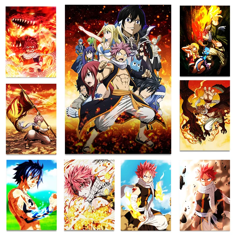 Japanese Anime Fairy Tail Poster Canvas Painting Cartoon Wall Art