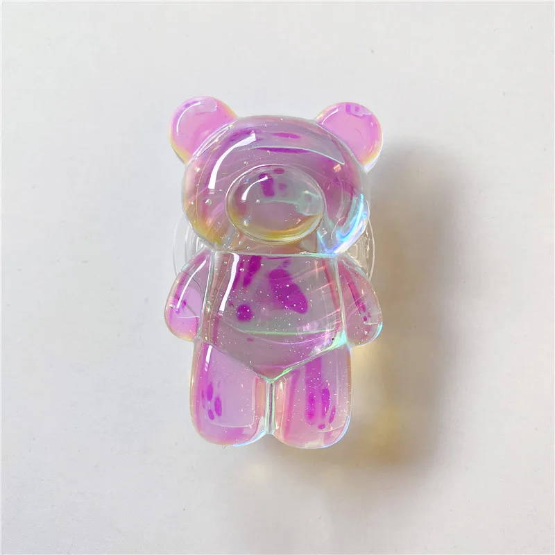 mobile finger holder Cute Bear Transparent Folding Mobile Phone Grip Holder Socket Support for IPones Cell Phone Finger Ring Expanding Stand Holder phone holder for car Holders & Stands