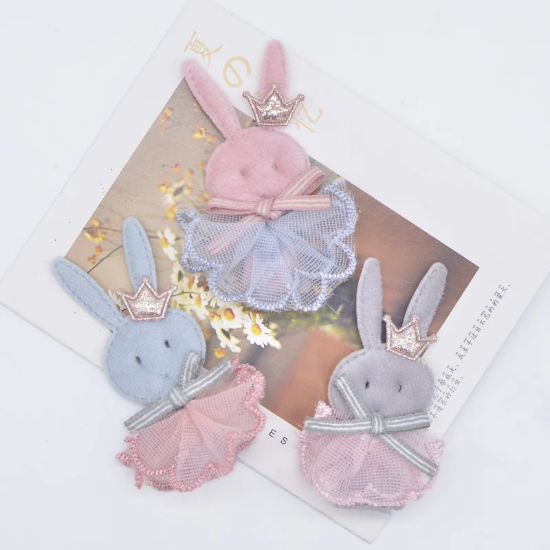10Pcs DIY 의류 모자 양말 장갑 신발 장식 패치에 대 한 귀여운 토끼 메쉬 스커트 패브릭 바느질 머리 장식 액세서리 Applique