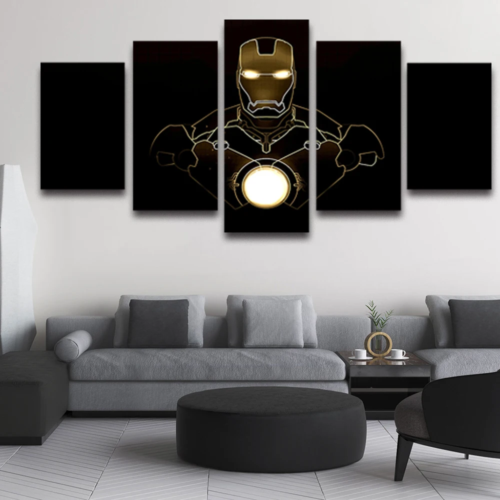 

MINISO 5Pcs Disney Marvel Avengers Iron Man Canvas Poster Home Wall Art Painting Prints Pictures Bedroom Living Room Decor Mural
