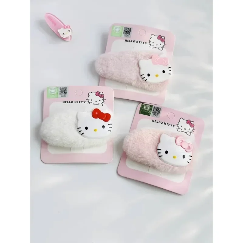 

Sanrio Kawaii Anime Hello Kitty Plush Large Hairpin Accessories Cute Cartoon Girly Heart Bangs Hair Clip Ornament Gifts