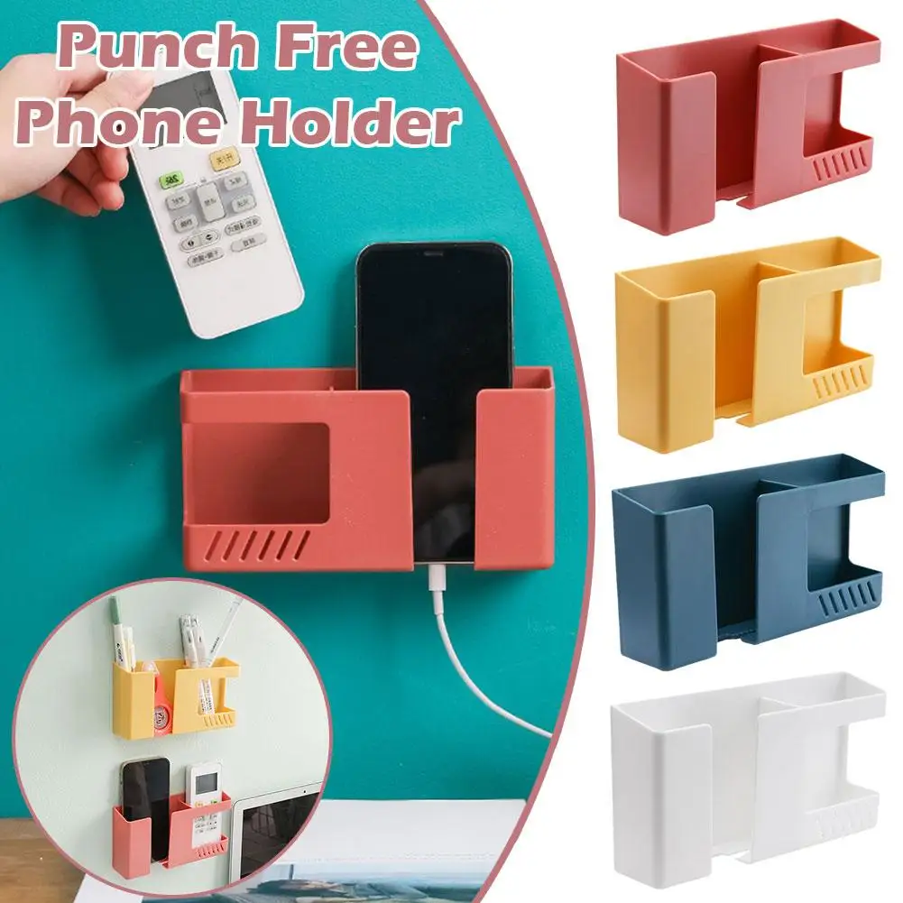 1 Pz Punch-Free Supporto Per Telefono Cellulare Supporto A Parete Rack Organizer Contenitore Scatola Di Controllo Stoccaggio Remoto Ricarica Comodino 