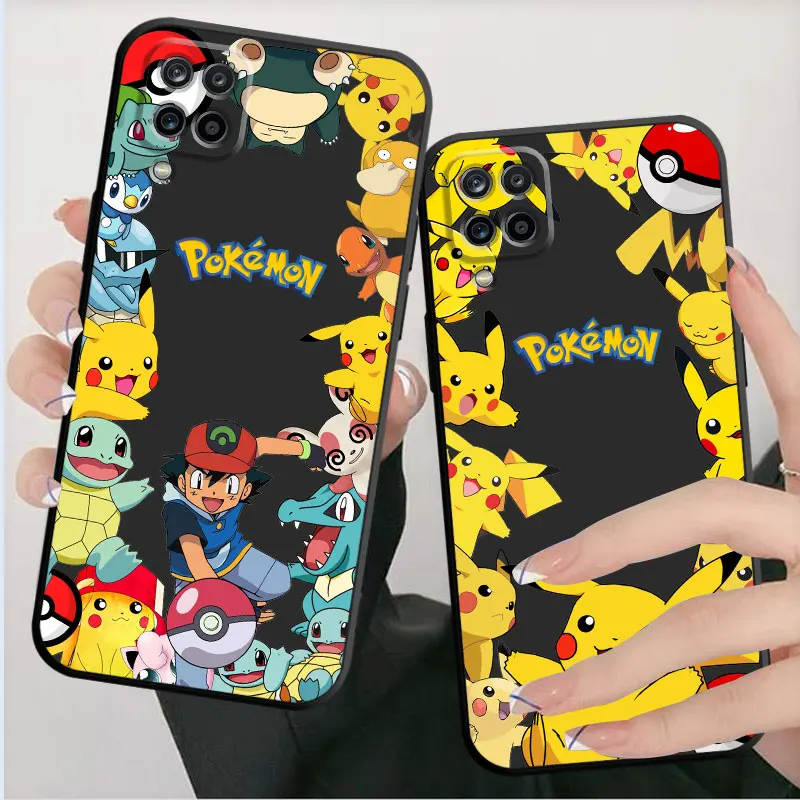 Pokemon Pikachu Cover Per Samsung Galaxy A50 A20E A03S A04S A10S A03 Core A04 A10 A70 A40 A02 A01 A02S Custodia Morbida Nera Per Telefono