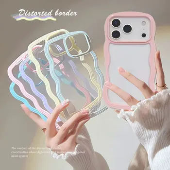Candy Wavy Lines Bumper Case For iPhone 16 15 11 12 13 14 17 Pro Max Plus X XR XS Max 17 Air Shockproof Transparent Cover Funda 1