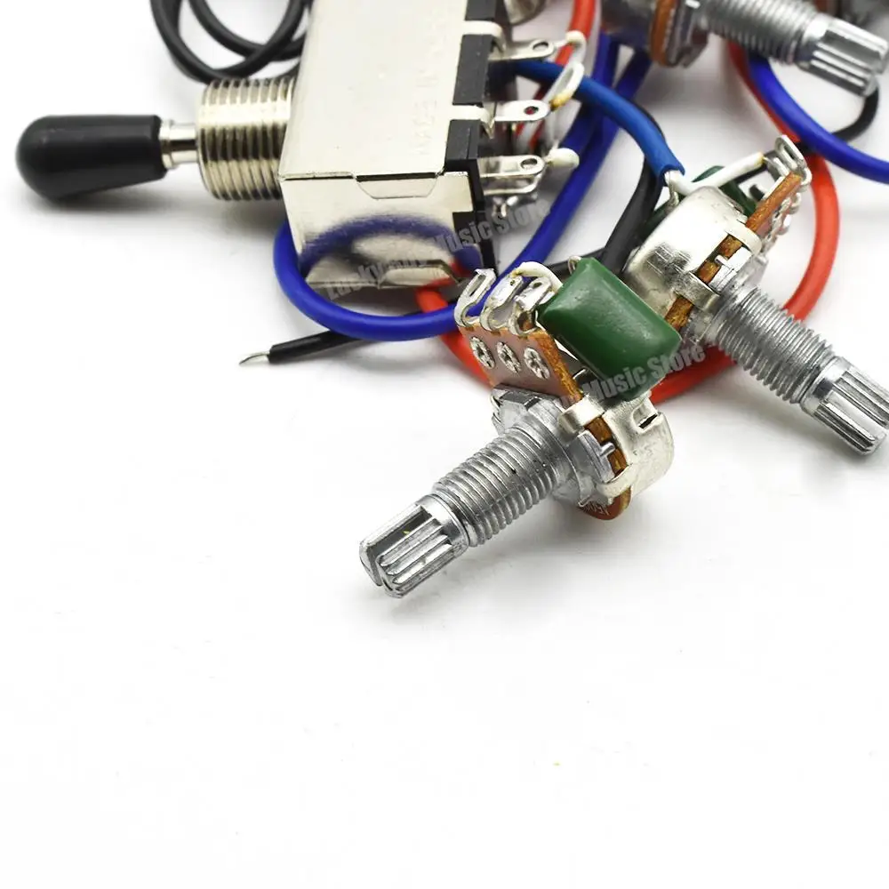 1 set Wiring Harness Prewired 2v2t 3 way Toggle Switch Jack 500k Pots for GB Replacement Guitar