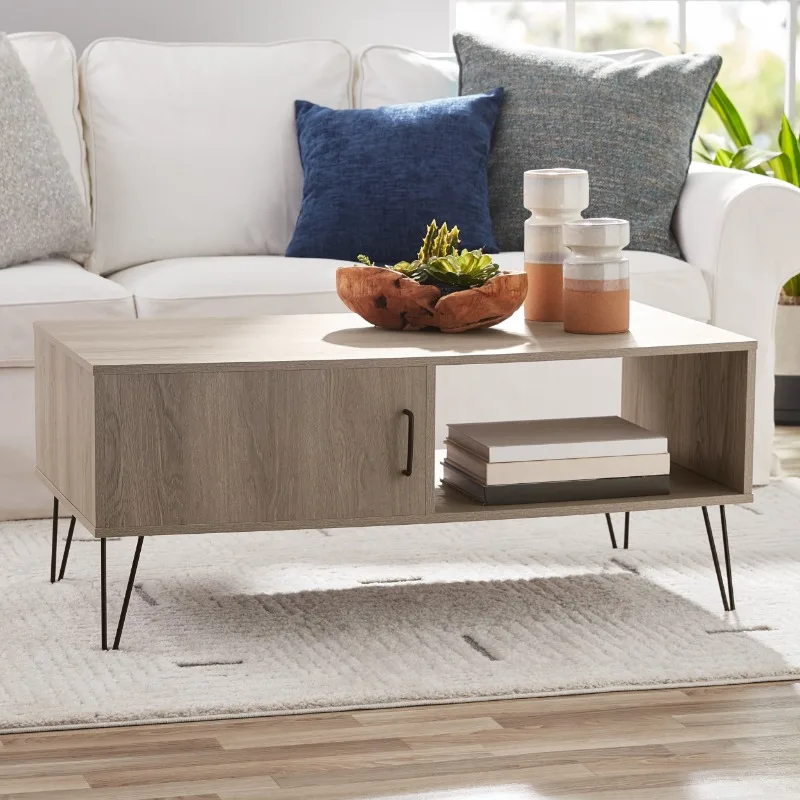 

Modern Hairpin Rectangle Coffee Table, Gray