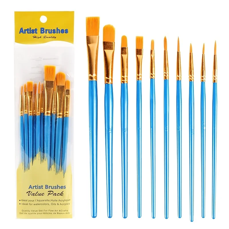 Crafts 4 All Acrylic Paint Brushes - Pack of 12 Professional, Wide and Fine  Tip, Nylon Hair Artist Paintbrushes - Paintbrush Bulk Set for Watercolor