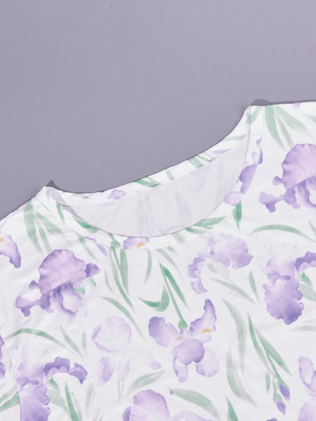 Large size women's pajamas home clothing floral print short sleeved pajama dress