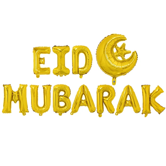 1Set Eid Mubarak Letter Foil Balloons Ramadan Kareem Decorations Banner Star Moon Helium Globos Muslim Islamic Party Supplies 11pcs set