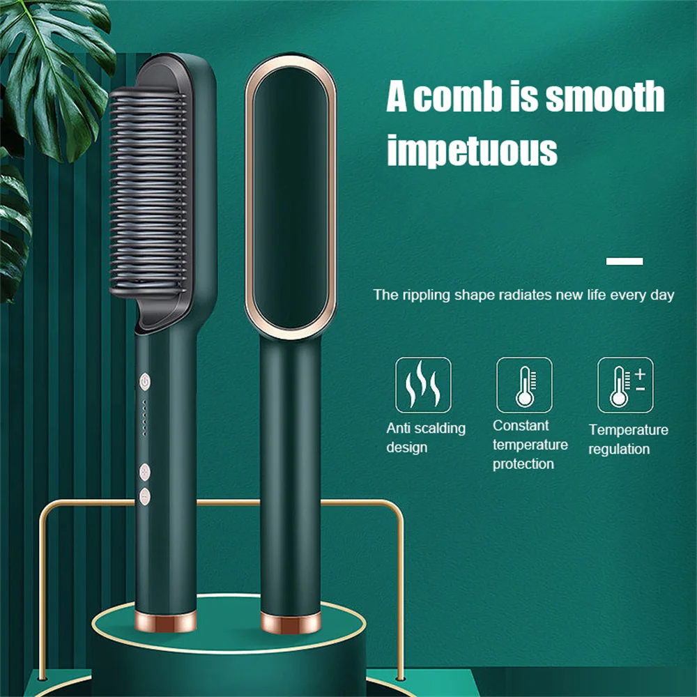 Description Picture 2 of itemNew Hair Curler Multi-speed Hair Straightener Electric Straightening Comb Curling Iron Hair brush Hot Comb Anti-scalding Ceramic