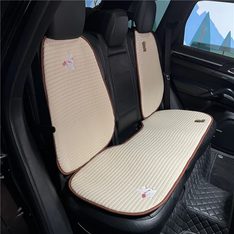 Four Seasons General Car Seat Cushion Cartoon Bear Rabbit Fabric Car Seat Cushion Girls Car Seat Cushion