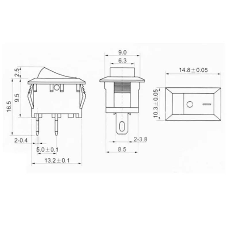 5/10/15Pcs 10x15mm SPST 2Pin 3A 250V KCD11 Rocker Switch Snap-in on/Off 10MM*15MM Black Red and White rocker switch