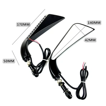 Motorcycle Sickle Rearview Side Mirror With LED Flowing Water Turn Signal Light For Harley Dyna Fatboy Softail Sportster - - Racext 13