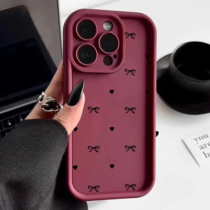 Korean Bow Love Heart TPU Phone Case - Stylish and Durable Protection