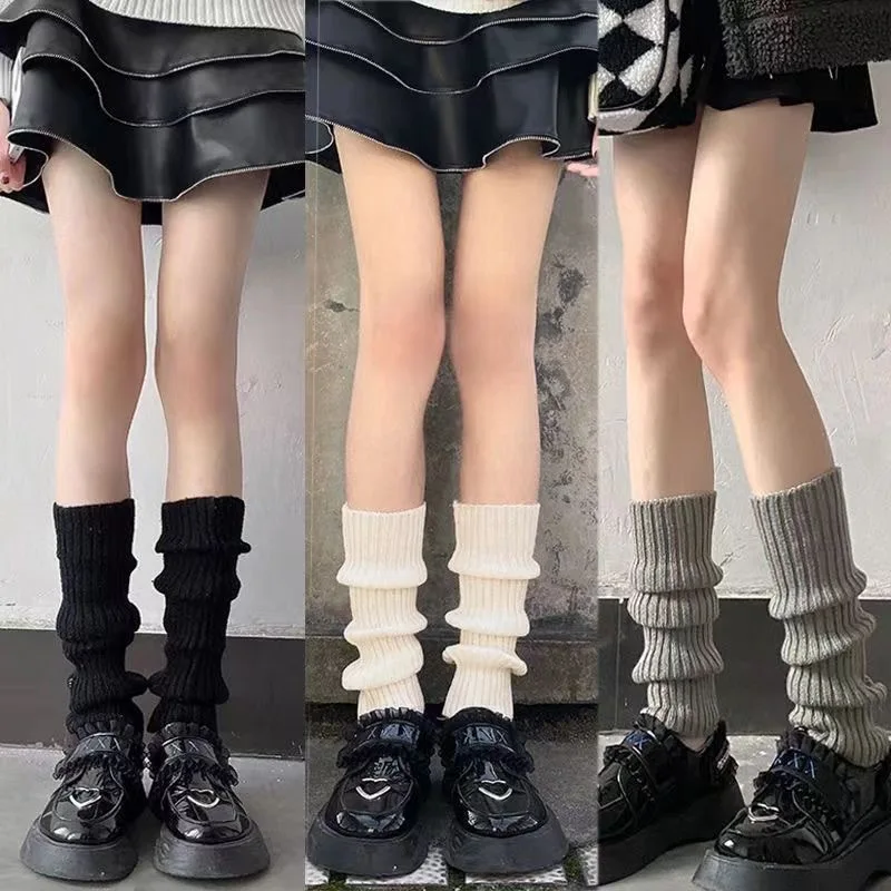 

3 Pack Womens Lolita Knit Long Socks Leg Warmers Harajuku Japanese Kawaii Boot Socks Korean Winter Ankle Heap Sock