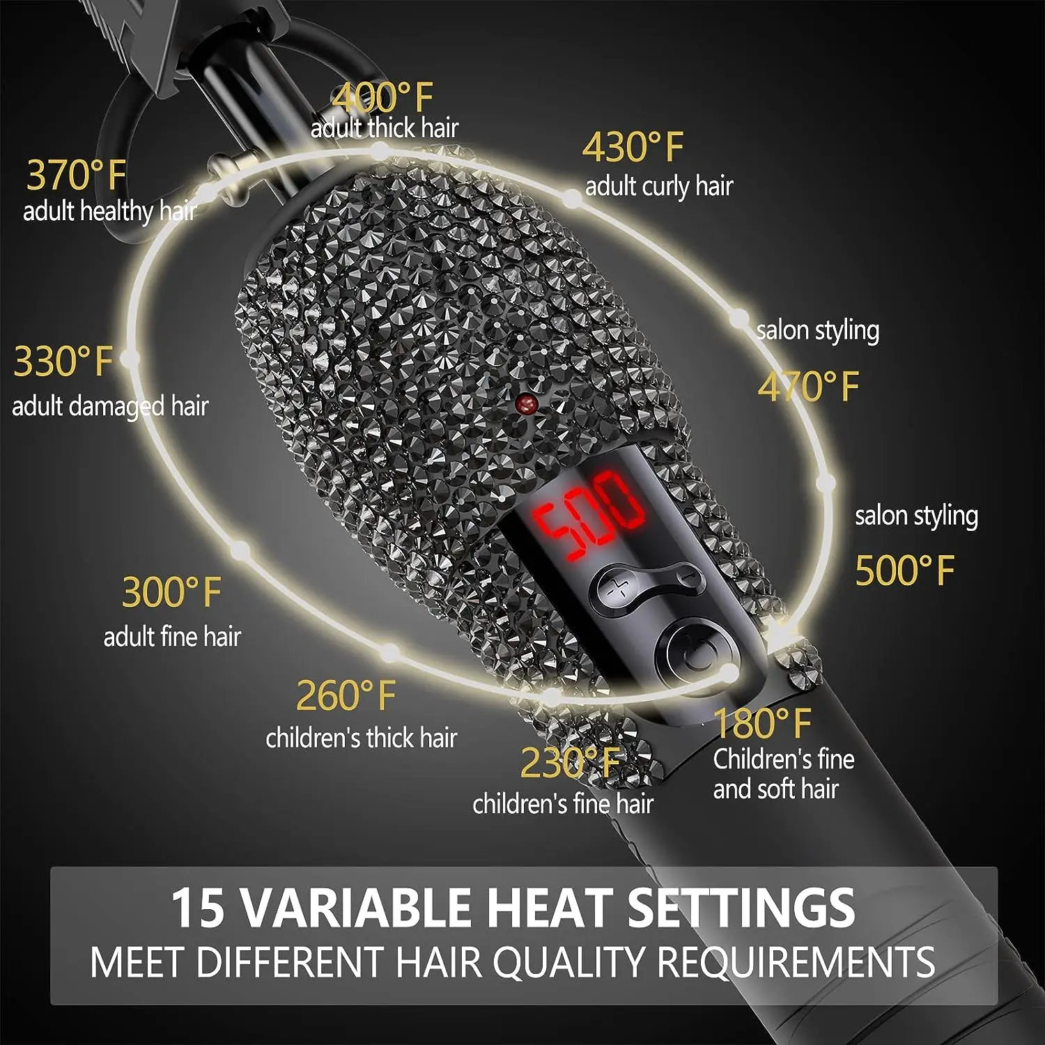 Hot Comb Electric High Heating Comb Hair Straightening with Bling Diamonds LCD Digital Peigne Chauffant 3