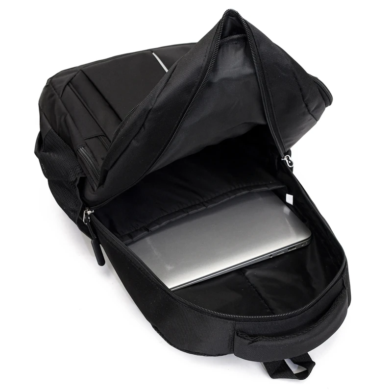 Men's Backpack - large capacity black laptop bag, adjustable strap and multiple compartments, leisure travel bag