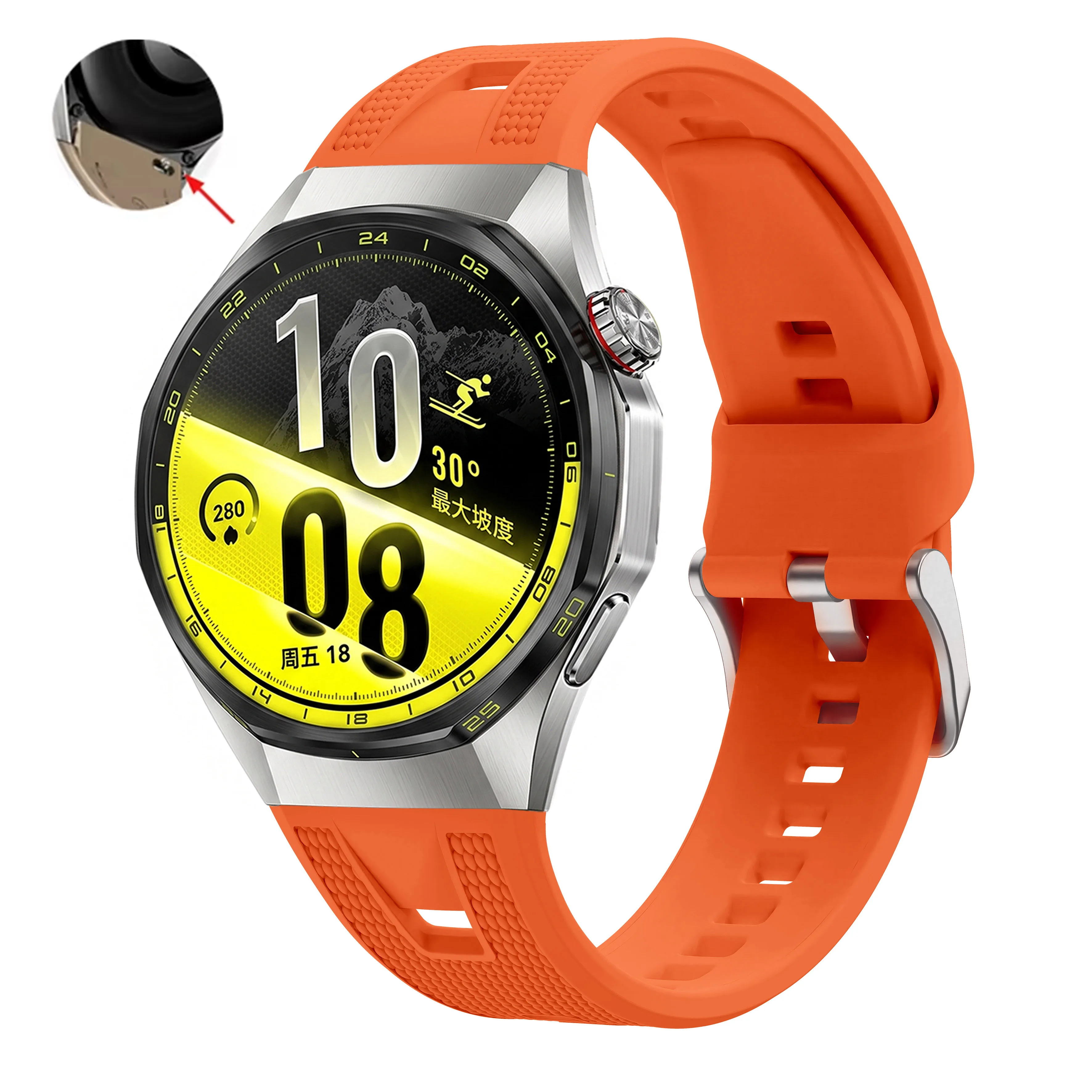Breathable Sport Silicone Strap for Smartwatches, No Gaps Design, 46mm