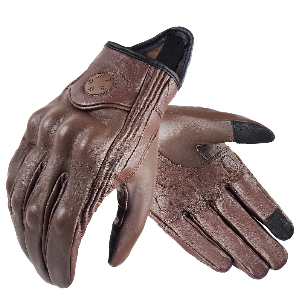Leather Motorcycle Gloves Suomy Leather Retro Motorcyclist Gloves for Men Women Vintage Motocross