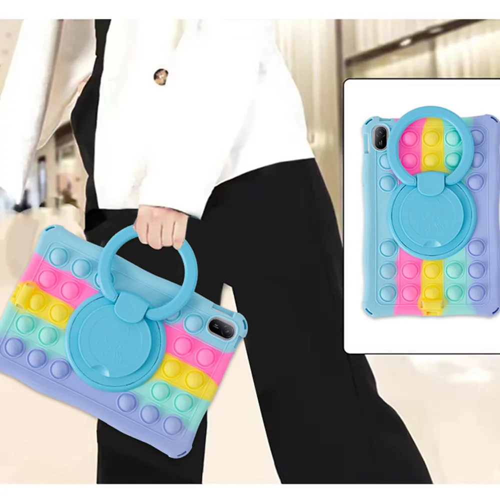 Rotating Bubble Soft Silicone Kickstand Kids Tablet Case - 11-Inch 2024