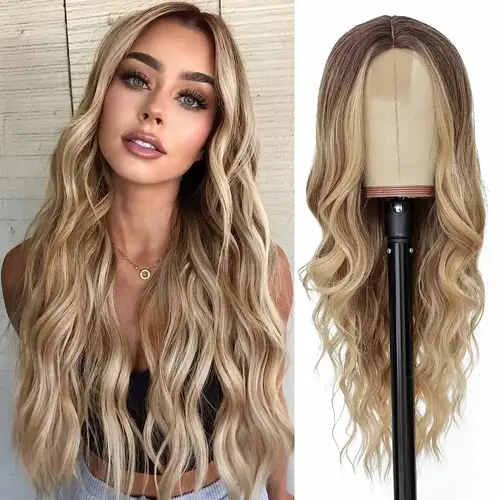 Cosplay Blonde Women's Wigs Ombre Blonde Curly Wig On Clearance Sale Glueless Pink Black Purple Wig Ladies Synthetic Wigund - Image 14