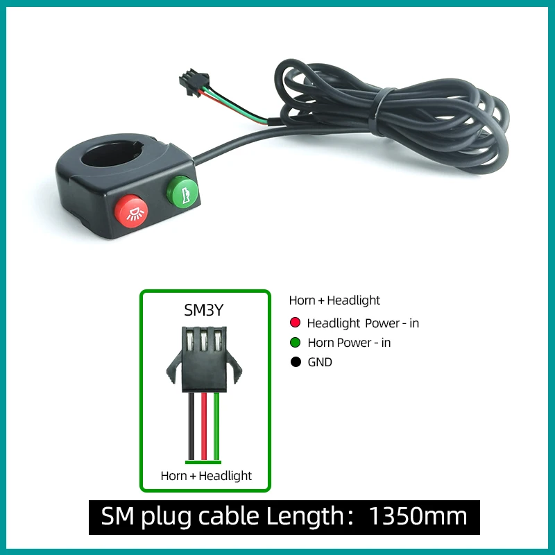 DK21 Handlebar Horn and Headlight 22mm Combination Button Switch for Motorcycle E-bike Scooter Universal Refit Accessories