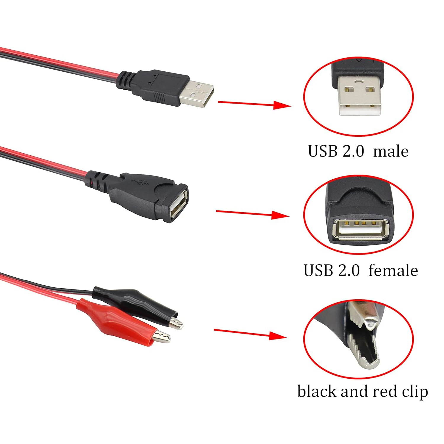 Sonda ponticello con clip a coccodrillo per cavo di prova USB
